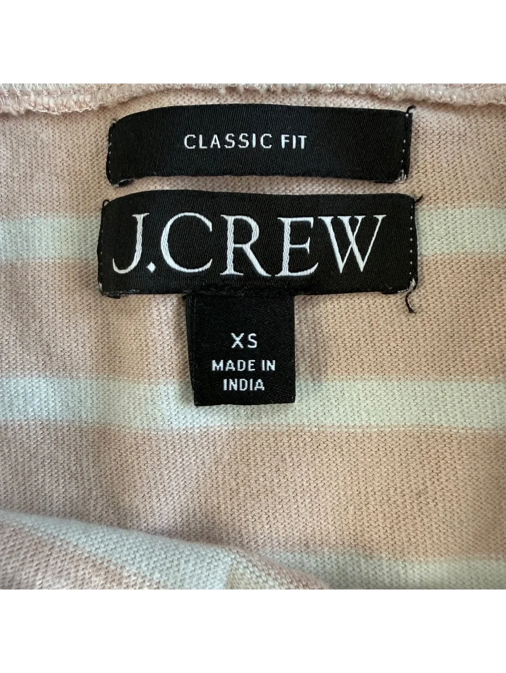 J.Crew Women’s Classic Fit Pink White Striped Boatneck Long Sleeve Tee Top XS